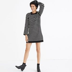 Madewell Button-Sleeve Sweater-Dress in Stripe
